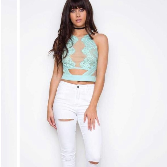 Lace Inset Crop Top - Picture 4 of 15